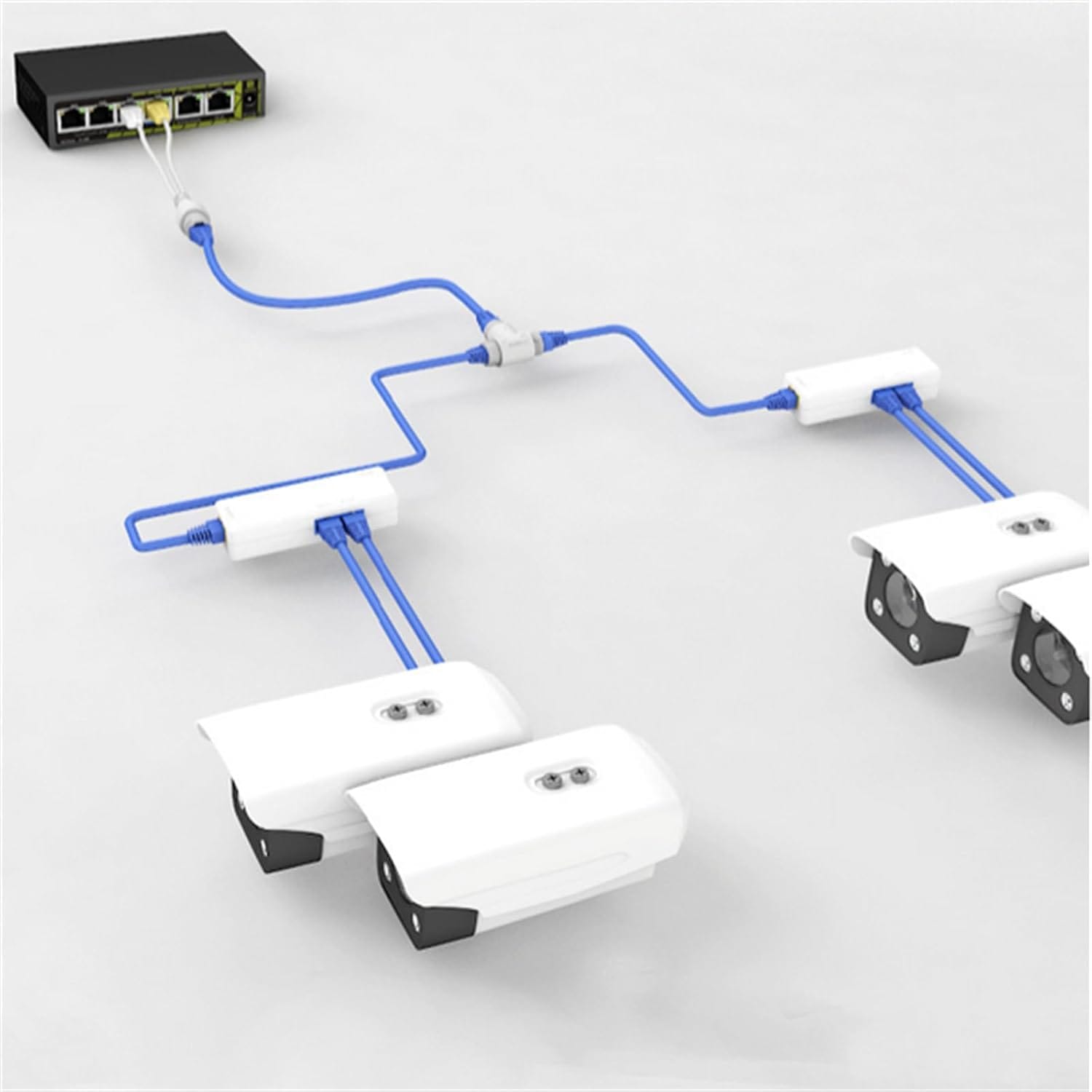 Waterproof PoE Splitter RJ45 1 to 2 Ethernet Connector Adapter for IP Camera